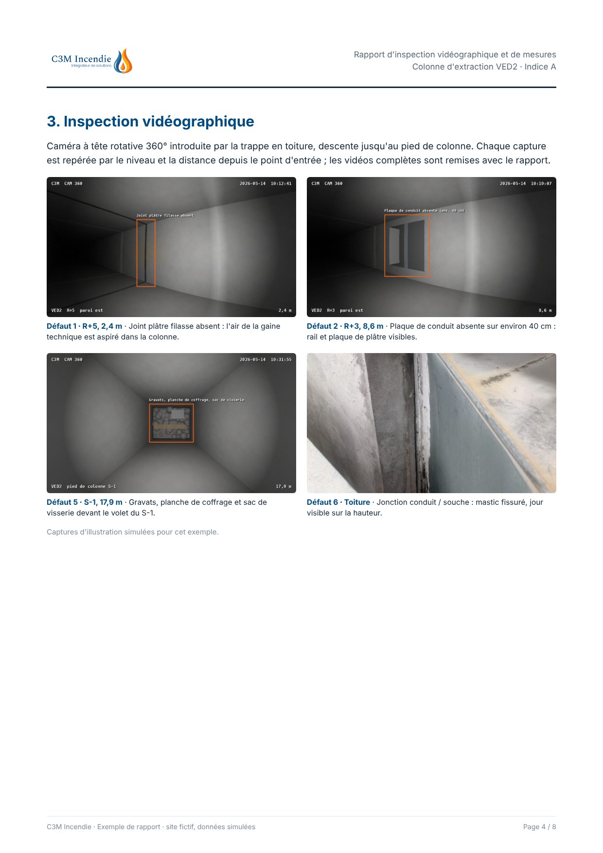 Exemple de rapport d'inspection vidéographique, page 4 : Inspection vidéographique